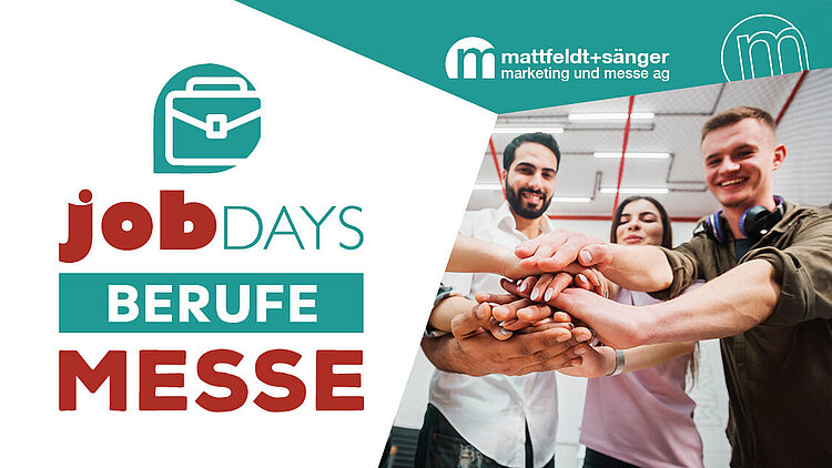 Logo der Messe jobDAYS Singen, daneben eine Gruppe junger Menschen.